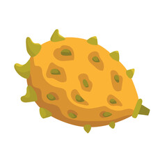 Horned Melon. Flat vector, clipart illustration isolated on white background.
