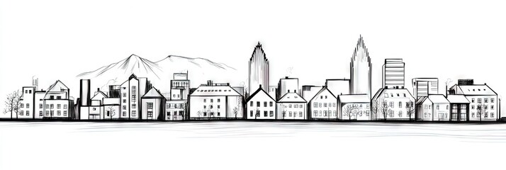 Naklejka premium manga reykjavik iceland downtown skyline -