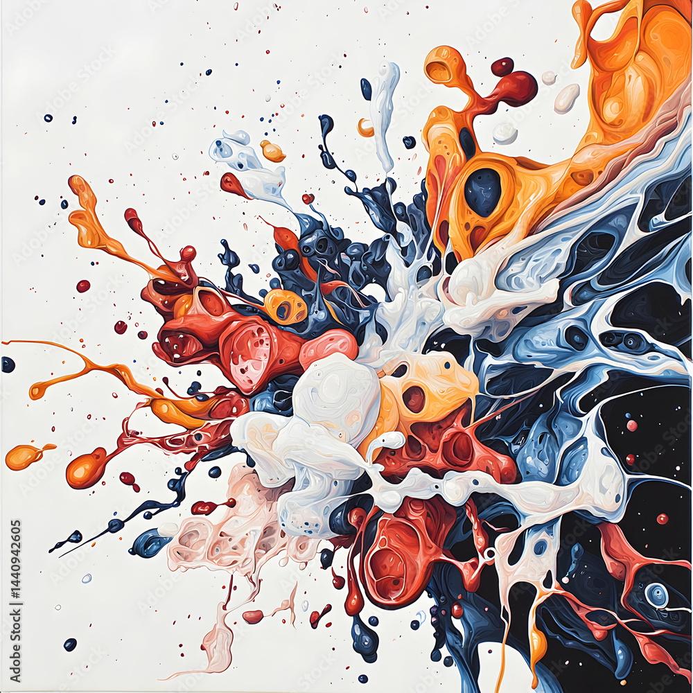 Poster abstract liquid art bursting with vibrant colors creating dynamic energy. use for website background