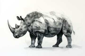 Fototapeta premium drawing of isolated rhino archetype symbolizing resilience and grounding. white background