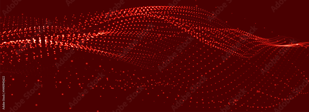 Poster futuristic dot wave. abstract digital particle wave. technology background. colored musical wave. da