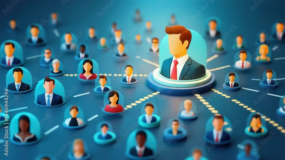 Aufkleber a digital illustration showcasing interconnected professional figures, emphasizing networking and co