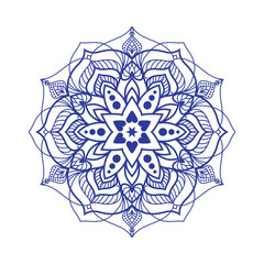 Intricate Floral Mandala Design in Blue Outline