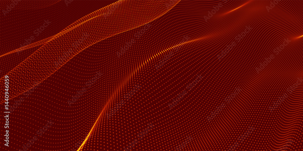 Poster futuristic dot wave. abstract digital particle wave. technology background. colored musical wave. da