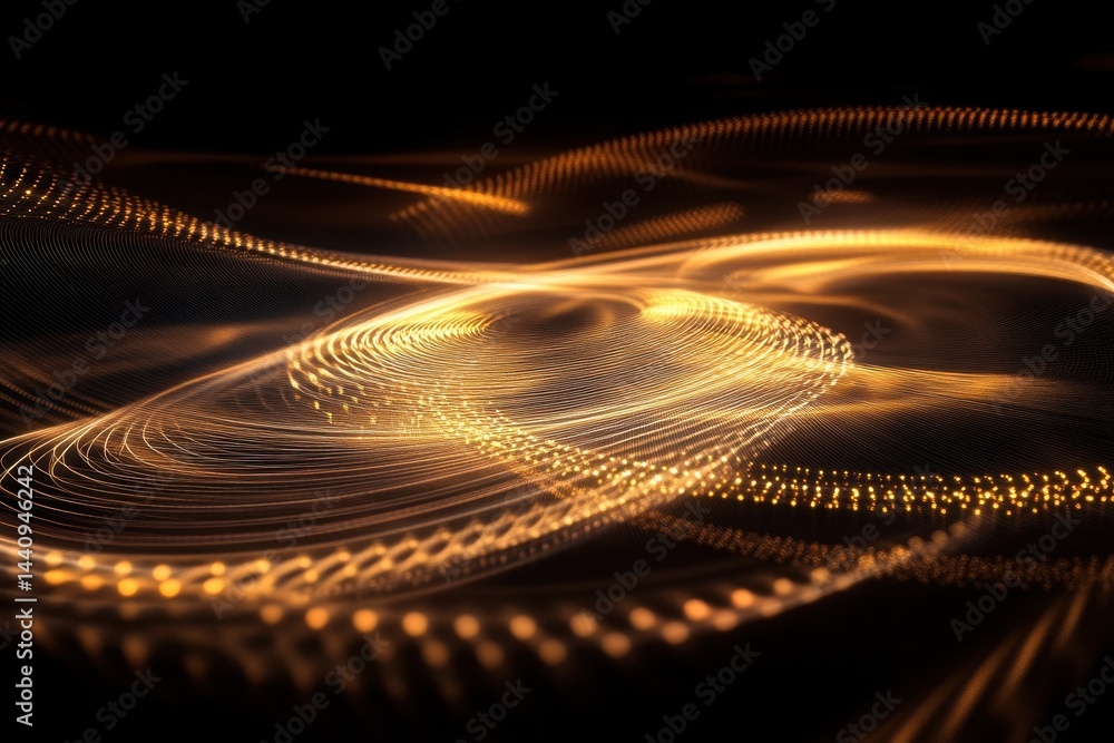 Poster Visual representation of light patterns in fiber optic technology displaying dynamic movement and coloration, Science or technology background made of fiber optics