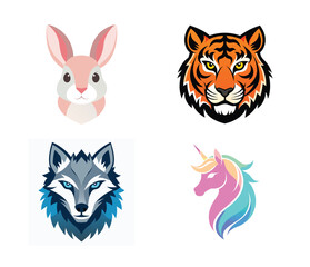 Face animal set of vector illustration  