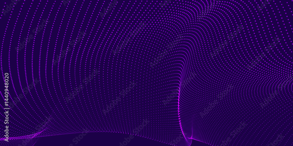 Poster futuristic dot wave. abstract digital particle wave. technology background. colored musical wave. da