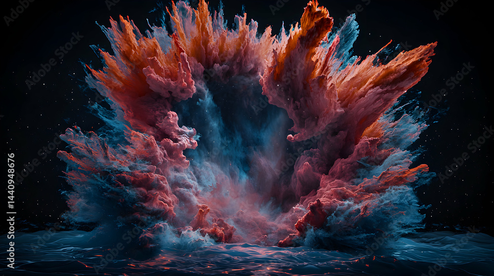 Poster abstract explosion of color and light resembling a nebula. perfect for fantasy artwork or space-them