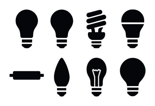Collection of different light bulb silhouettes for creative design