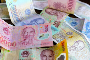 Vietnamese dong banknotes. Money concept
