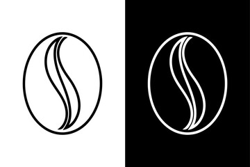 Coffee Bean Silhouette Vector Icons Black and White Design.