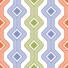 Decorative vertical multicolored stripes on a white background. Simple and elegant design in a contemporary ethnic style.  Abstract geometric vector illustration.