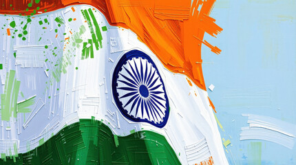 Colorful representation of India’s national flag featuring saffron, white, and green