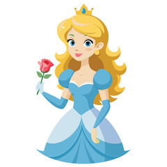 Princess holding flower Vector 