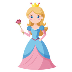 Fototapeta premium Princess holding flower Vector 