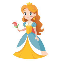 Princess holding flower Vector 