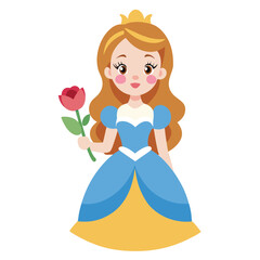 Princess holding flower Vector 