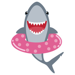 Funny shark umping out of water  vector cartoon illustration