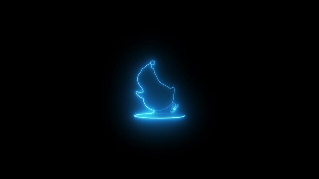 a glowing neon buts penguin icon HD video on black background 