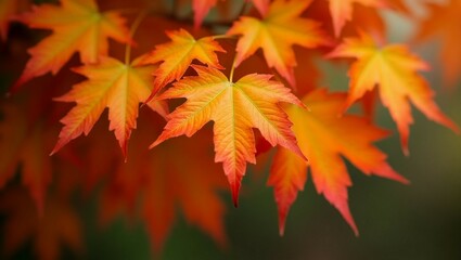 beautiful autumnal orange leaves with blurred bokeh background