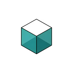 Optical illusion 3D green cube icon