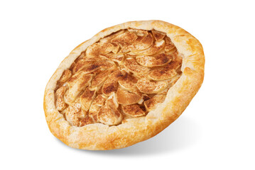Apple pie galette on a white isolated background
