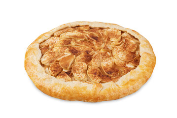 Apple pie galette on a white isolated background