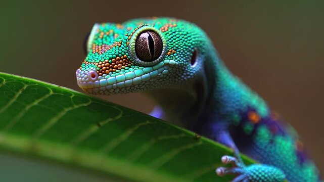 colorful gecko closeup, beautiful reptile