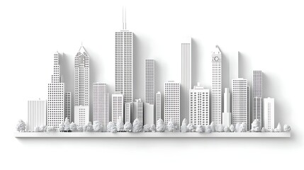 Modern city skyline, minimalist design