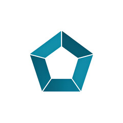 Blue pentagon vector icon