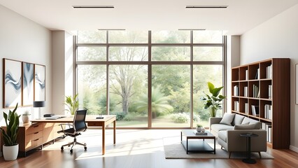 Office, workspace, desk, plants, indoor plants, greenery, laptops, computers, mugs, white desk, windows, natural light, bright, airy, modern, contemporary, interior, office decor, working, remote work
