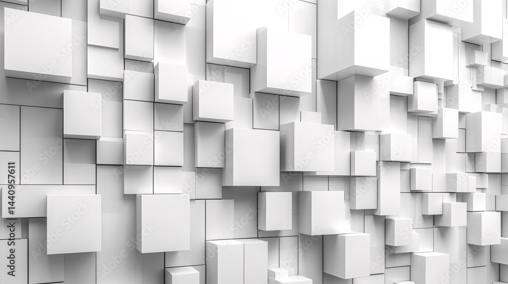 Poster solution and answer process. abstract white box wall with varying dimensions and depths.
