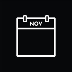 calender icon, november icon with black background