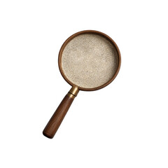 Magnifying glass with wooden handle isolated on transparent background