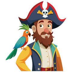 Pirate with parrot vector 