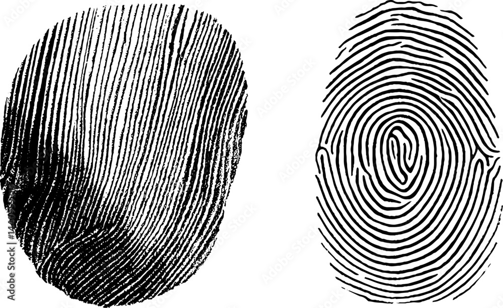 Poster engraved illustration set featuring textured fingerprint patterns for design and artistic use