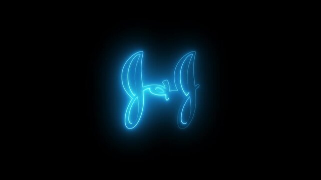 a glowing neon gg text icon animation HD video on black background
