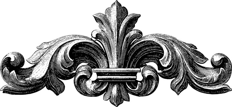 Ornate fleuron design with intricate engraved details for decorative art and craft