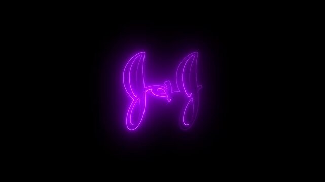 a glowing neon gg text icon animation HD video on black background