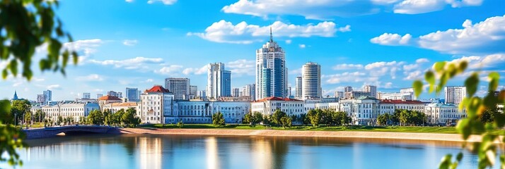 Fototapeta premium 2d animation minsk belarus downtown skyline