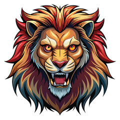 Obraz premium Fierce Lion's Head Illustration