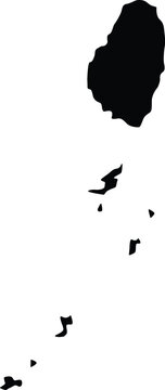 Map of St Vincent and the Grenadines Silhouette Flat and Outline Design