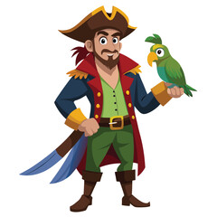Pirate with parrot vector 