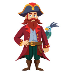 Pirate with parrot vector 