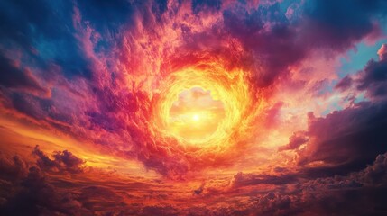 Fototapeta premium Christian easter. Conceptual religious symbol on a colorful sky at sunset. Generative AI