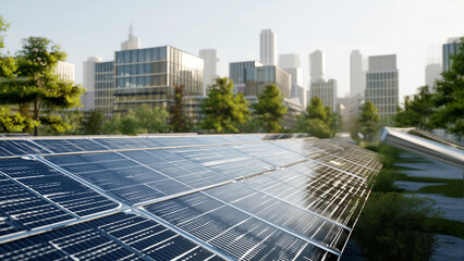 Photorealistic Solar Energy Scene in Modern City Environment