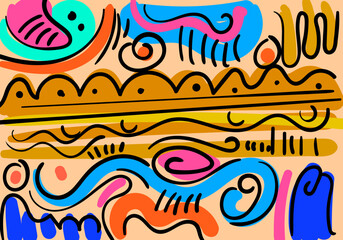 Fototapeta premium Colorful abstract illustration featuring dynamic tribal patterns