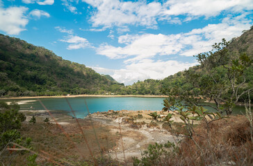 Beautiful landscape photograph of Laguna de Alegría, located in the volcanic crater, featuring...