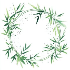 Fototapeta premium Decorative bamboo wreath frame, elegant design, for digital print, or invitations