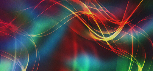 Energetic, swirling trails of vibrant multicoloured light on a dark canvas, creating dynamic glowing motion Background